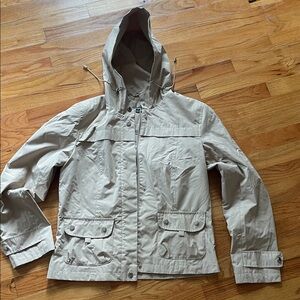 Beige Hooded Jacket rain coat women’s size medium